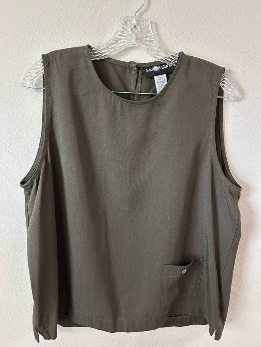 Sag Harbor Olive Tank with Front Pocket
